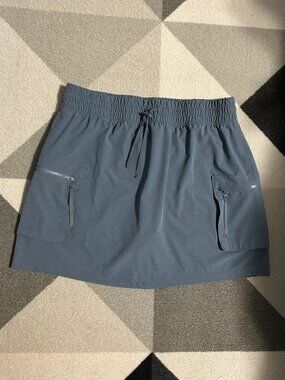 Apana Slate Blue Pull-on Zippered Cargo Pockets Mini Athletic Skort Women's XL